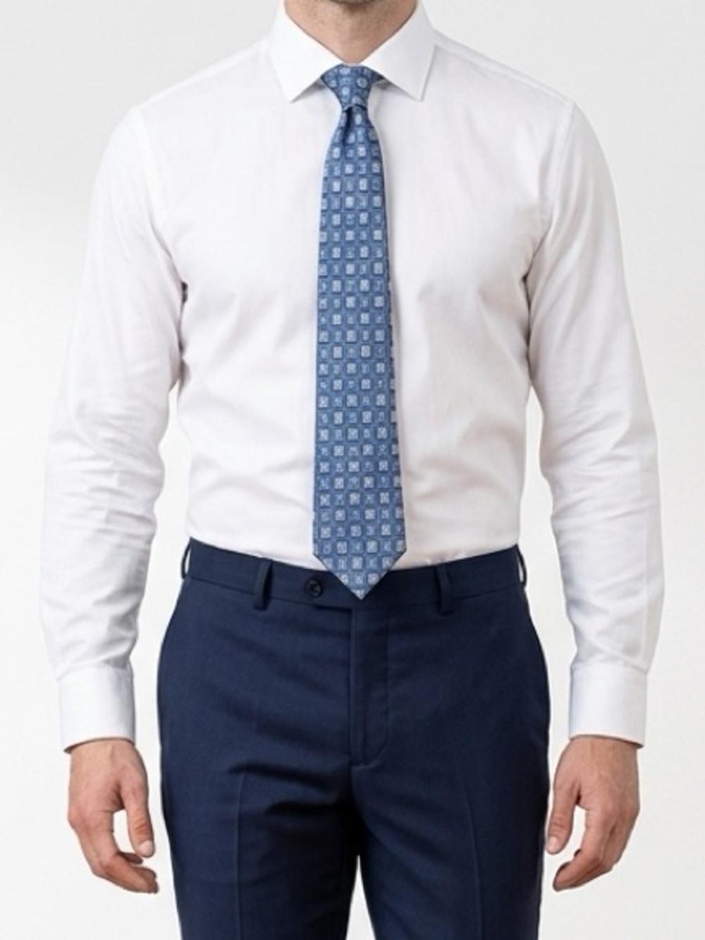Boulevard Club Stylish Geometric Blue Men's Tie Blue 100% Silk